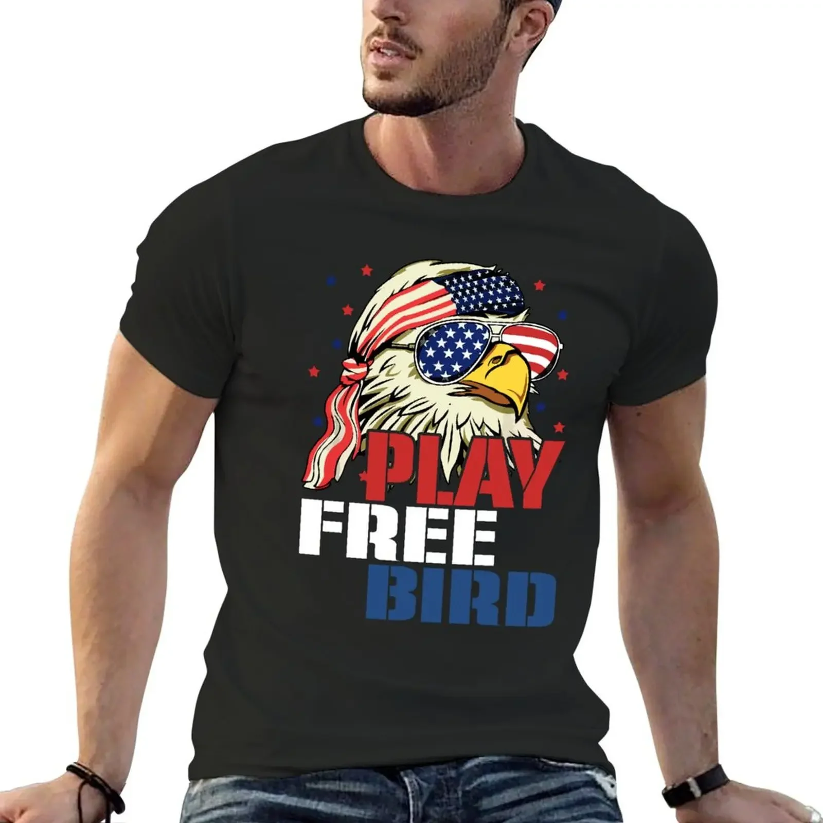 

Футболка Play Free Bird Bald Eagle, большие размеры, новое издание, эстетичная одежда, простые черные футболки для мужчин