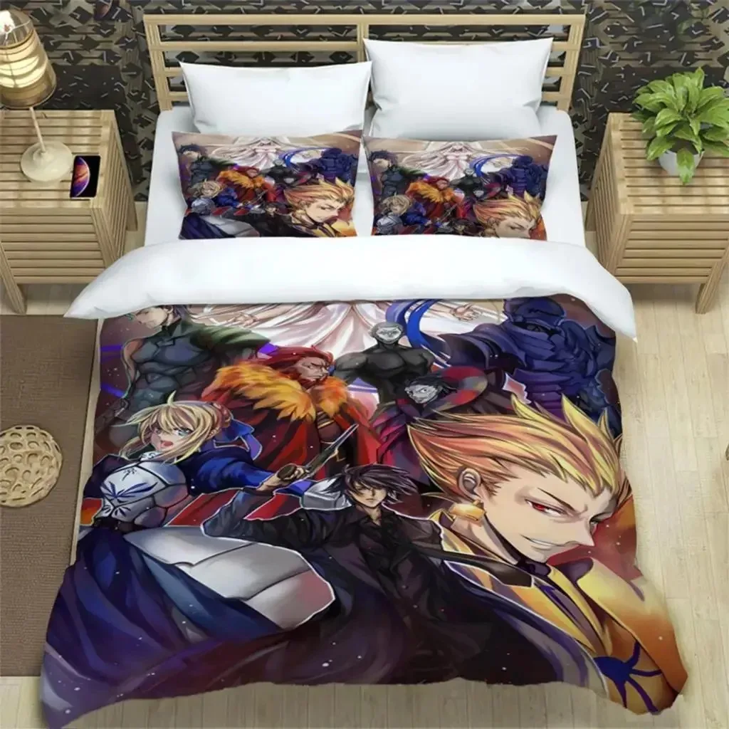 

Fatestay Night HD Print Three Piece Bedding Set Fashion Article Boys Or Adults For Beds Quilt Covers Pillowcases Gift
