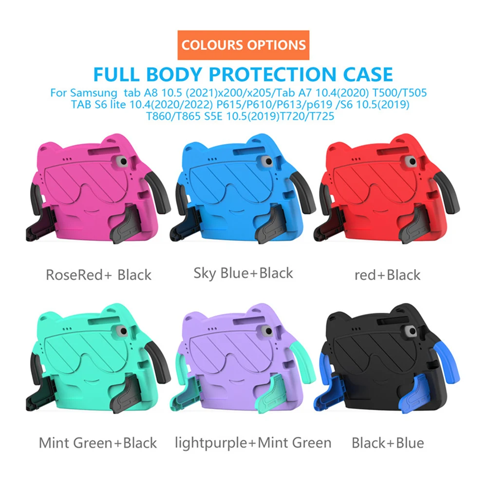 Capa para Tablet com Desenhos Animados para Crianças para Samsung Galaxy Tab A9 A11 Plus A7 Lite A7 A8 A9 A11 com Suporte de Ângulo Duplo e Alça