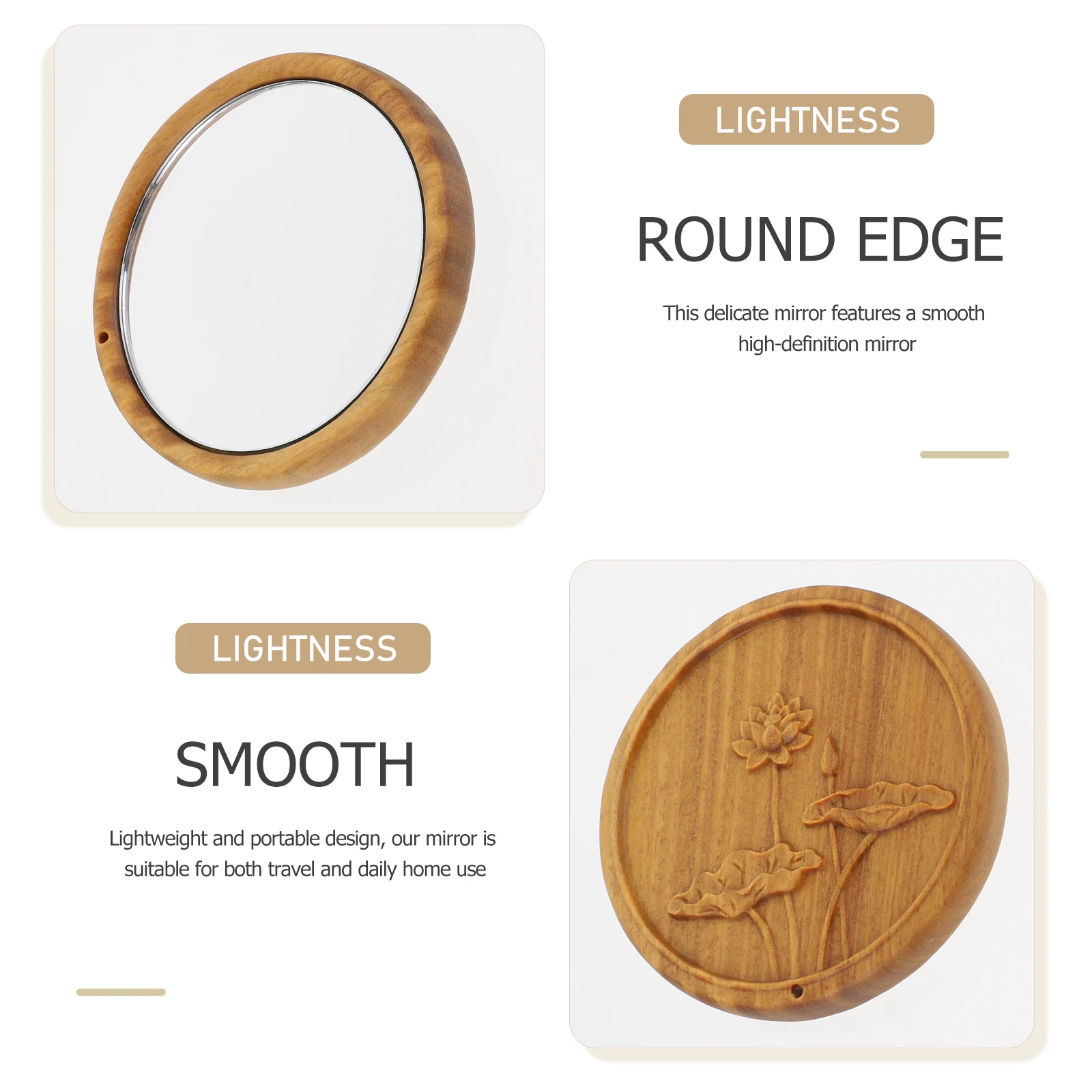 

1pc Lotus Makeup Mirror Mini Round Portable Mirror For Travel Home Office Use Hd Reflective Lightweight Design