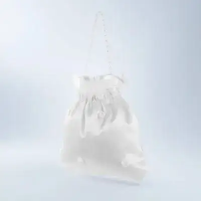 

White Satin Bridal y Bag 22x21cm Wedding Handbag Bridesmaid Flower Girl Gift Lace Decorated Clutch Sachet Purse