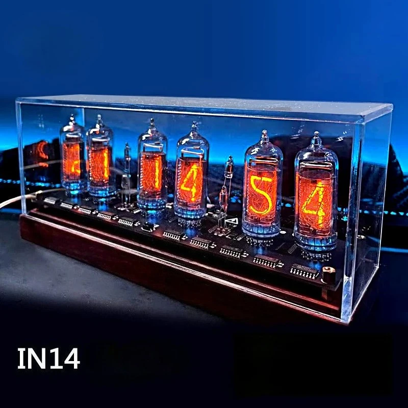 Vintage IN14 Nixie Tube Clock, WiFi Smart Glow Tube Desk Clock with Acrylic Case, Retro Cyberpunk Home & Office Decor Nice Gifts