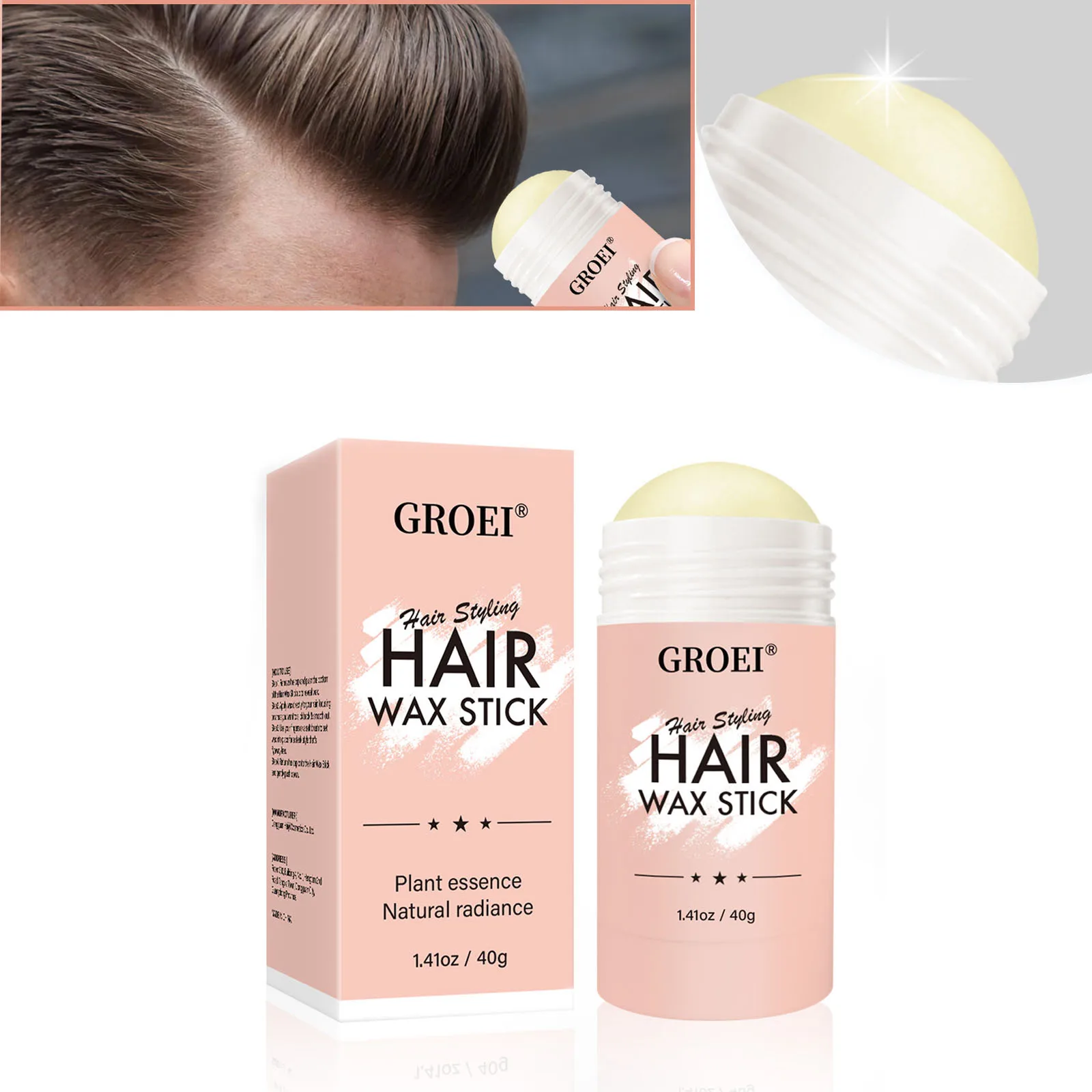 

GROEI 40 г восковая палочка для волос, твердый бальзам для укладки волос для мужчин и женщин, удобный для путешествий контроль вьющихся волос, натуральный блеск сильной фиксации