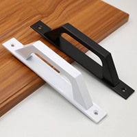 Barn Door Pull Handle Heavy Duty Black Iron Hot Bed Sliding Gate For Doors Garages Sheds Closets Aluminum Alloy With Screws