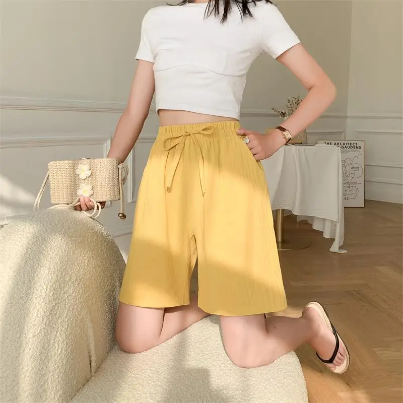 Women Summer Cool Solid Color Casual Pants Cotton Material Fashion Comfort Daily Loose High Waisted Pants