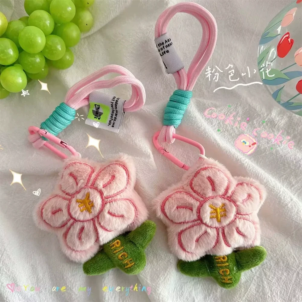 Llavero Rosa Hecho a Mano con Diseño de Sakura, Bonito Colgante Kawaii de Flor y Hoja, Amuletos para Bolsos, Regalos con Significado Implicado: Tiene Dinero para Gastar