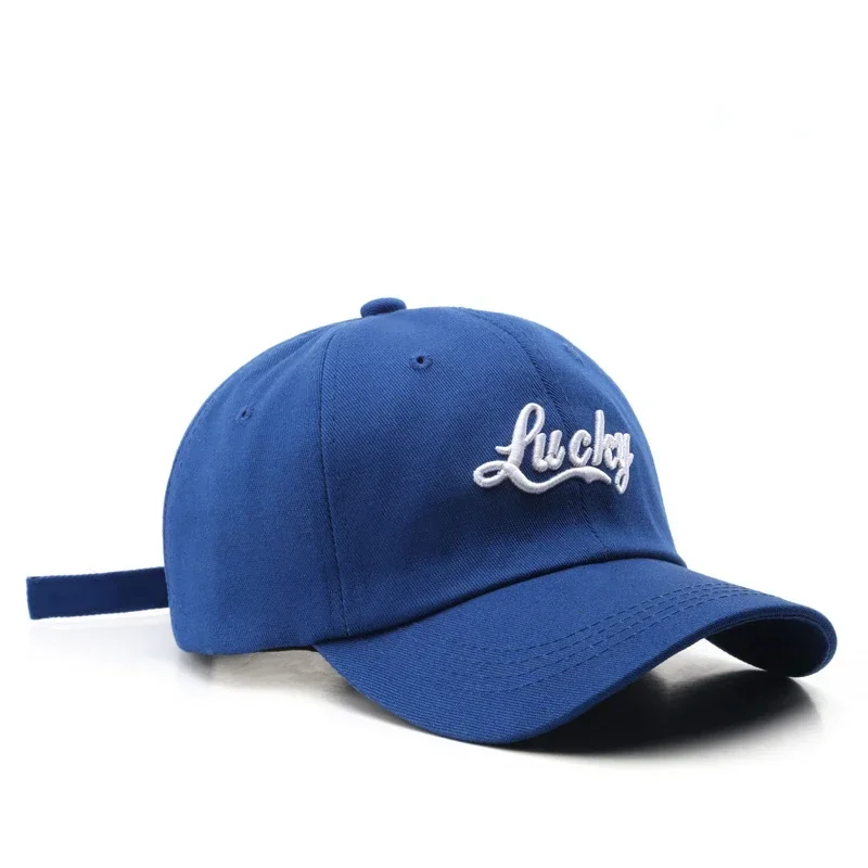 Lucky Embroidery Casual Baseball Cap Solid Color Simple Dad Hat Unisex Sun Hats For Women Men