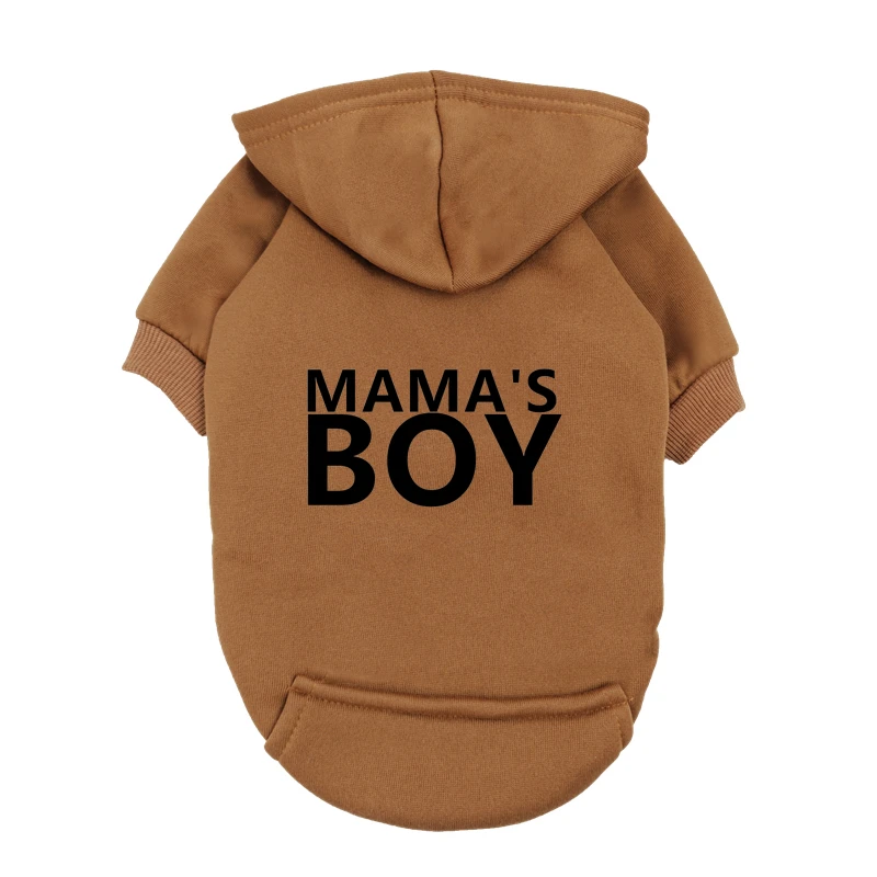 Sudadera con capucha de forro polar para perros pequeños mama's boy_voghion.com