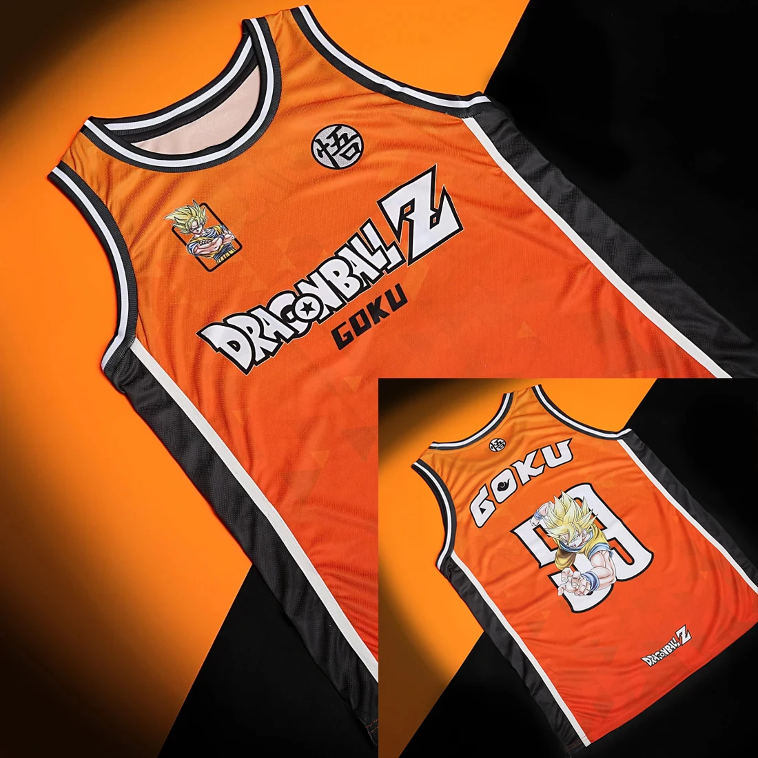 2026 Neue Dragon Ball Z Themen-Weste Anime Débardeur Sammler-Trikot Goku Orange Trikot Sommer Übergroße Mode Bandai Cosplay