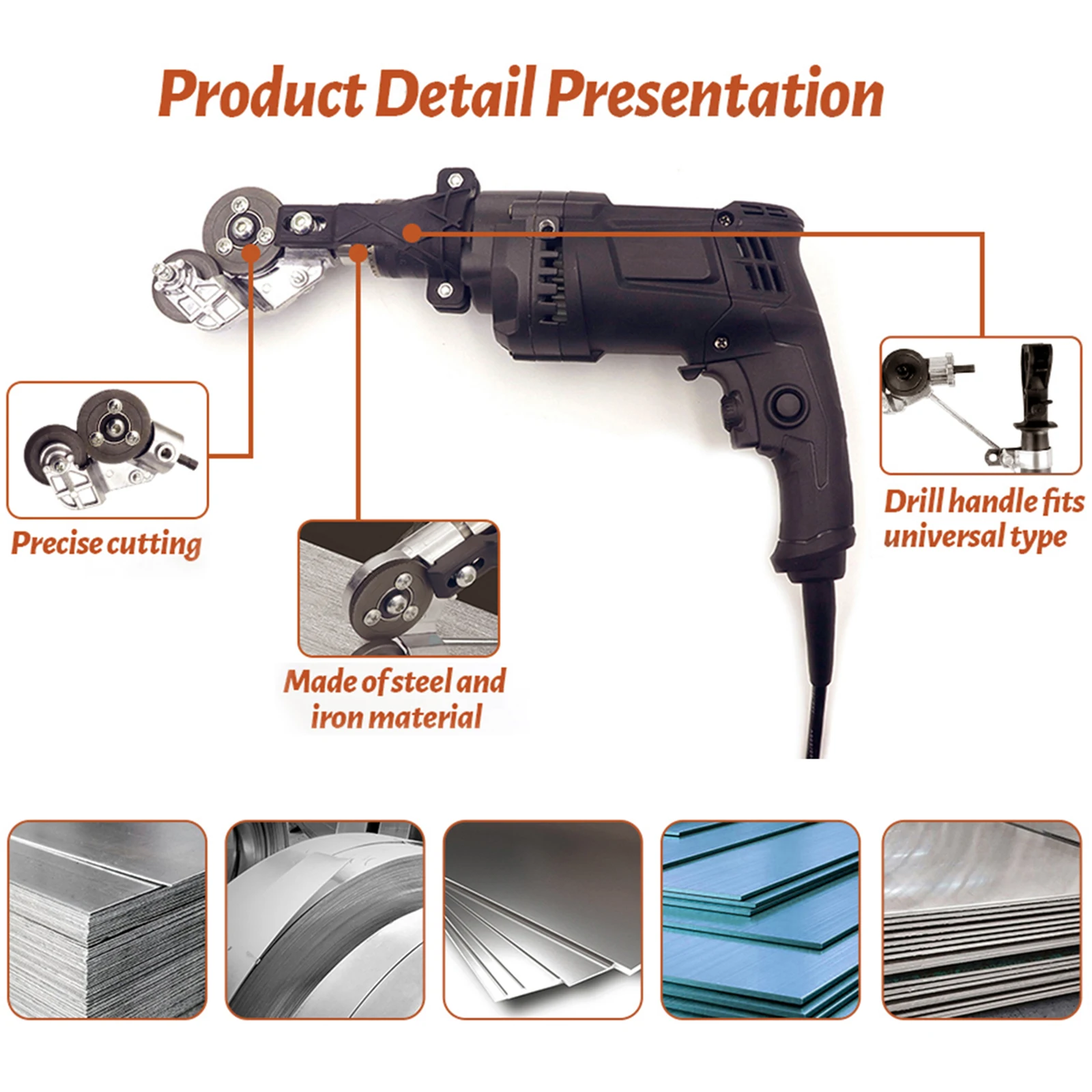 Double Headed Metal Sheet Cutter Sharp Electric Drill Plate CutterPrecise Cutting Plate Punch Shears Drill Attachment