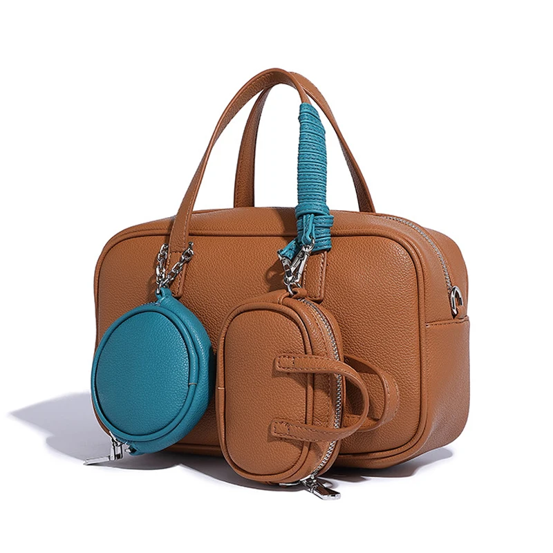 Autumn Winter New Vintage Boston Bowling Bag Set Niche Fashion Women's Handbag Multi-functional Shoulder Crossbody Bag