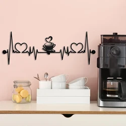 Coffee Cup Wall Decor, Iron Metal Wire Coffee Silhouette Signs Wall Art for Coffee Bar Shop Kitchen Dinning Restaurant Wall Hang