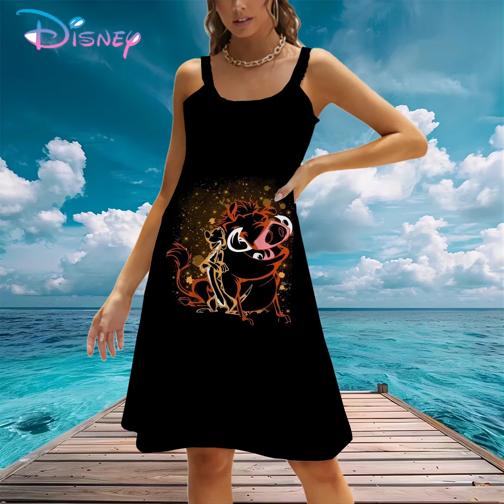 Sling Disney 'S De Leeuwenkoning Dames Strandjurk Goedkope Kleding Mooie Kawaii Street Wear Elegante Feestjurken 2024 Zomer Y 2K