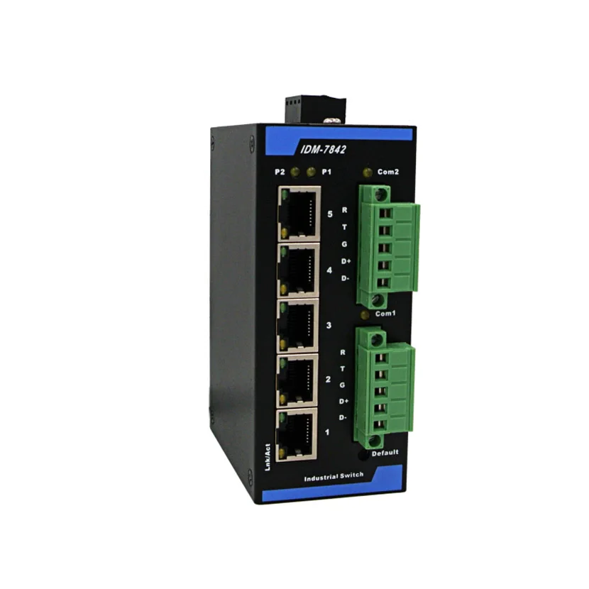 IDM-7842 Modbus gateway 2 channel optical isolation RS485/232 serial port 5 port Ethernet switch modbus tcp