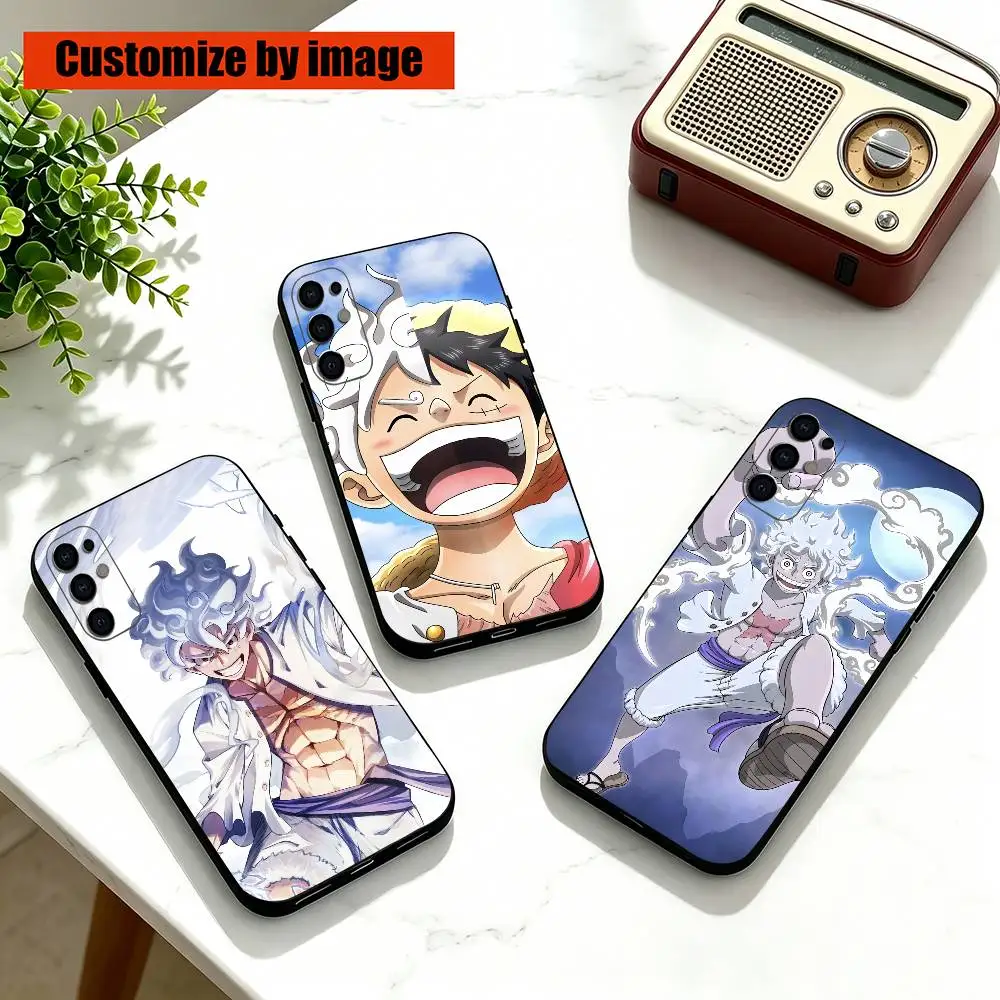 

One P-piece L-Luffy Gear 5 Anime Phone Case Black Silicone Soft For Samsung S25,S24,S21,S22,S23,S30,Ultra,S20,Plus,Fe,Lite