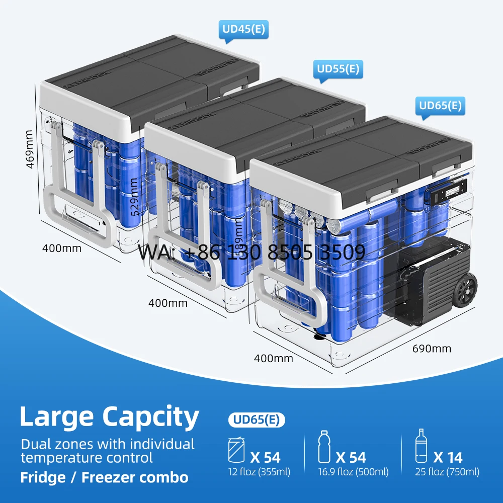 

UD(E) USB Port Auto-defrost AC DC Mini RV Refrigerator 12V Car Freezer Battery Power Camper Auto Fridge With Wheeling