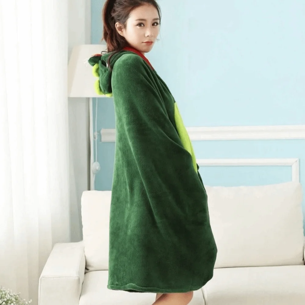 

Cosplay Costume Cartoon Dinosaur Cape Blanket Cozy Soft Throw Blanket Comfortable Warm Flannel Hooded Blanket Gift