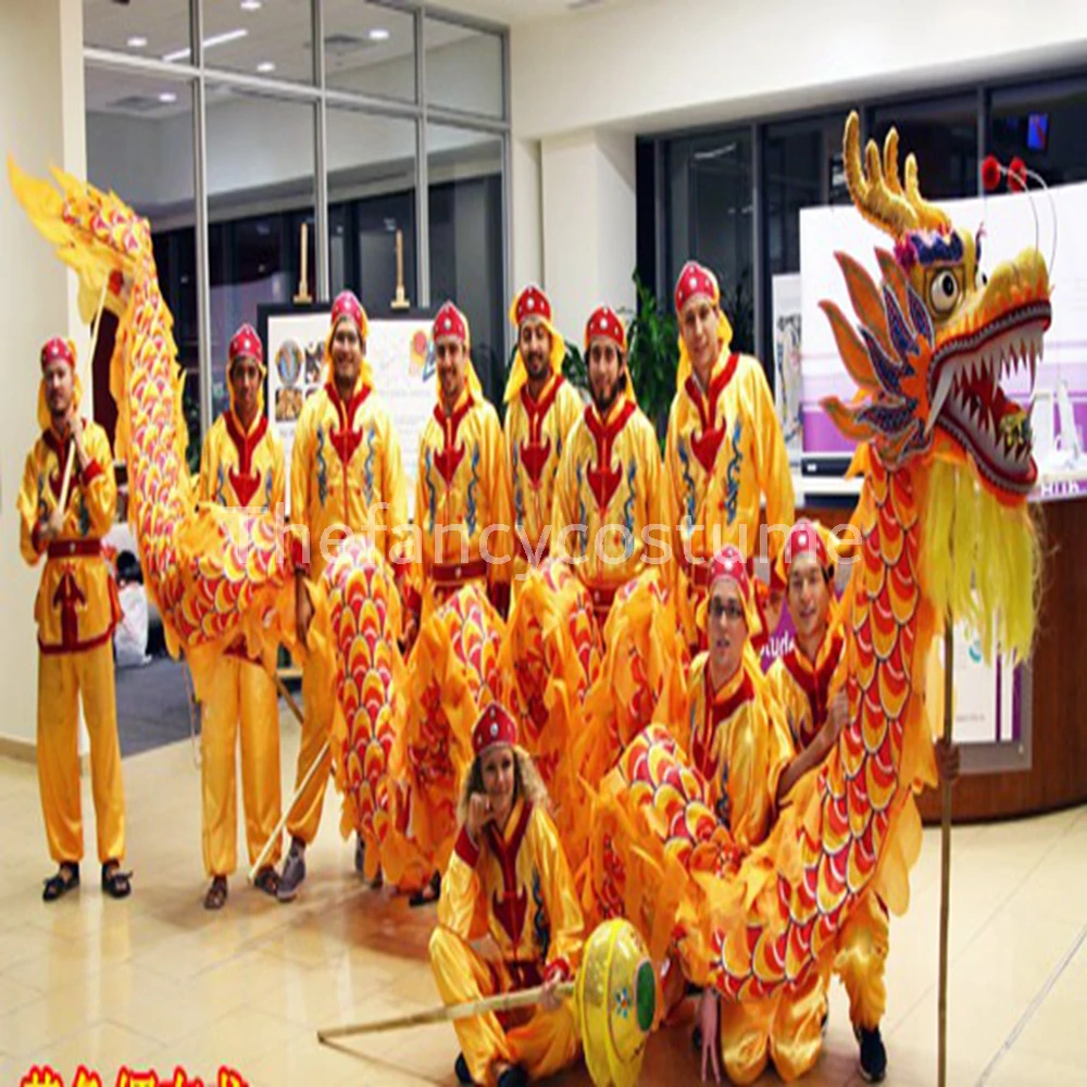 DRAGON DANCE rekwisieten volwassen maat 4 zijden stof Chinese traditionele cultuur Wulong ORIGINELE Folk Festival Celebration