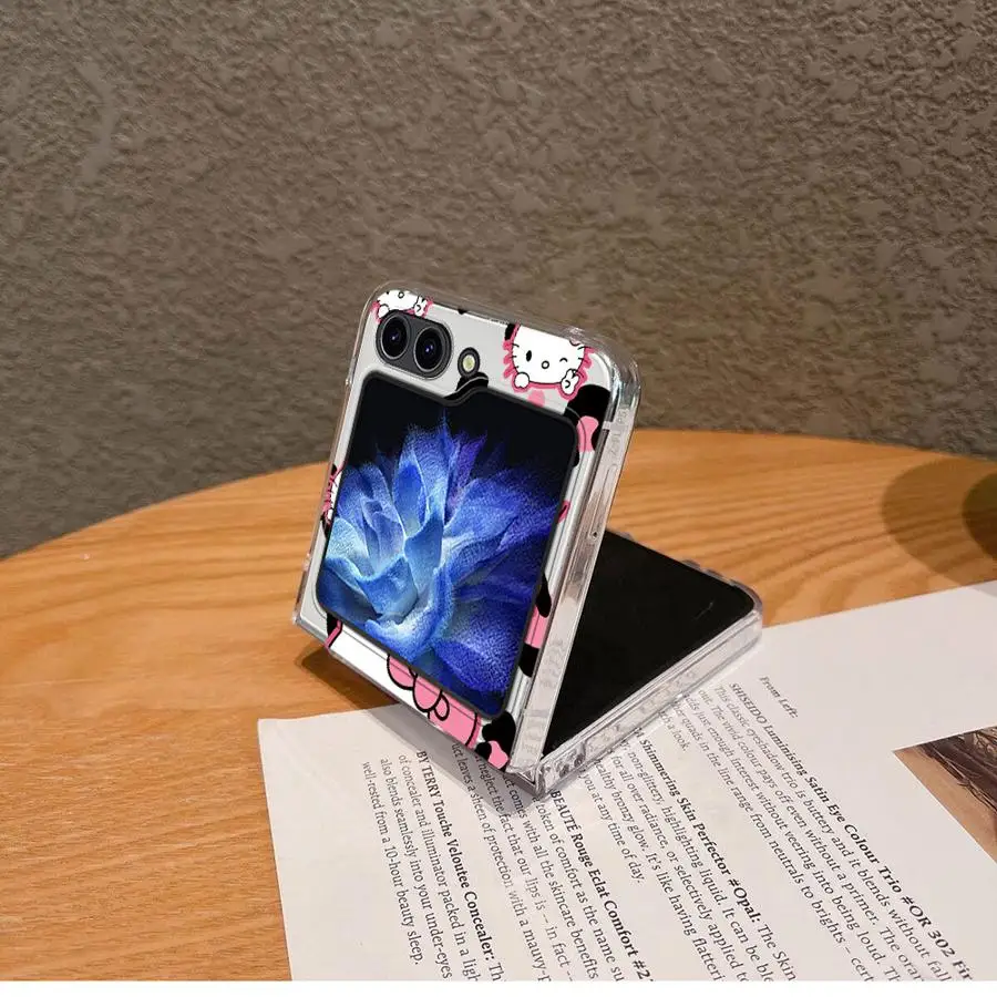 سانريو مرحبا كيتي حافظة لهاتف سامسونج جالاكسي ZFlip4 ZFlip7 ZFlip5 Z Flip 7 6 5 4 3 ZFlip3 ZFlip6 غطاء هاتف ناعم شفاف #2