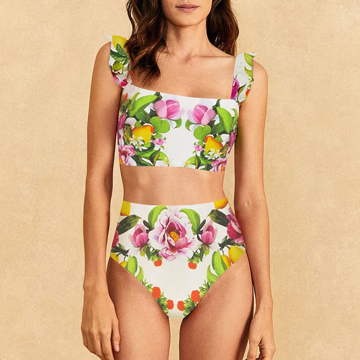 2026 nouveauté Push Up femmes Bikini ensemble imprimé fleuri à volants Bikinis à bretelles maillot de bain bandeau brésilien Biquini maillot de bain