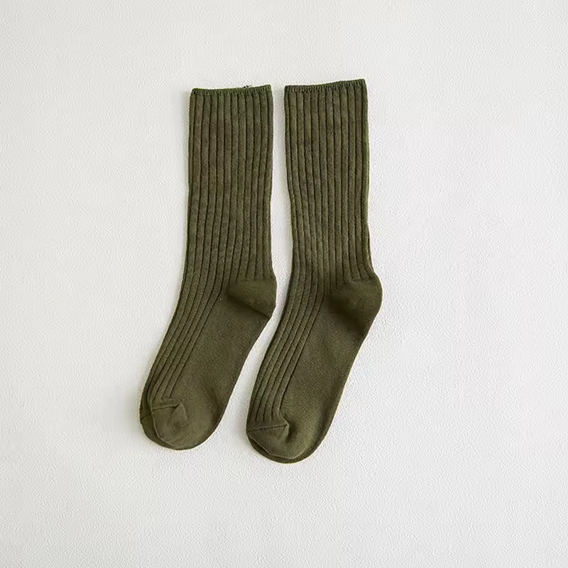 1 Pair Retro Women Cotton Loose Socks Autumn Winter Knitting Solid Color Long Black Korean Japanese Student Girls Stockings - Image 12
