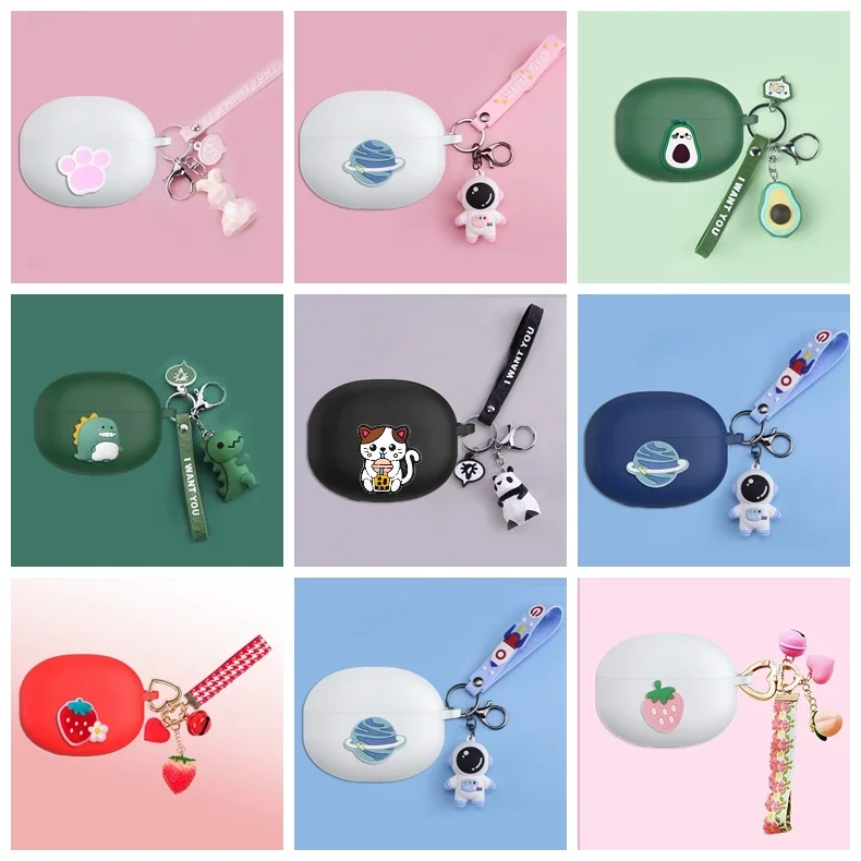 Funda de dibujos animados para QCY ArcBuds HT07, bonita funda de melocotón/aguacate/auriculares de silicona de animales, funda para QCY HT07