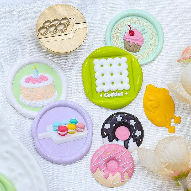 Ulga 3D wosk stempel Cake szwajcarska bułka z pączkami makarony lody Scrapbooking koperty zaproszenie opakowanie na prezenty