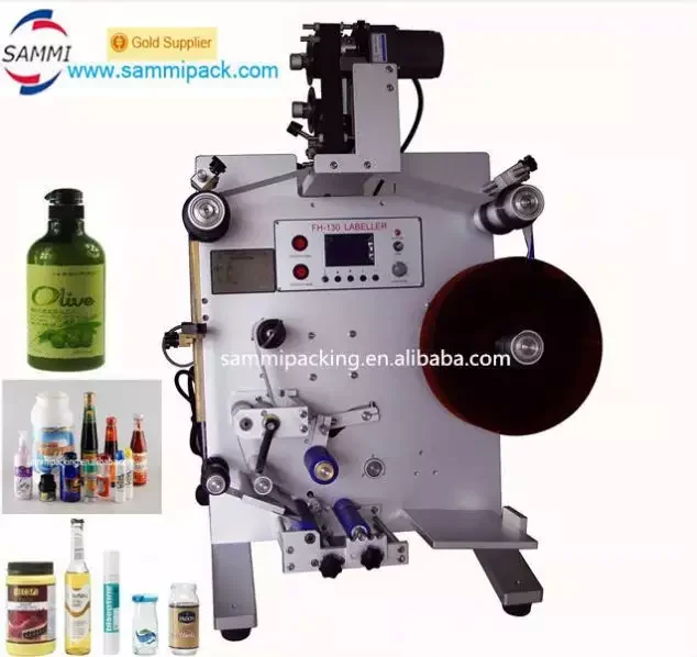 SL-130 Verital Round Bottle Labeller,Adhesive Stickers Labeling Machine For  Bottles