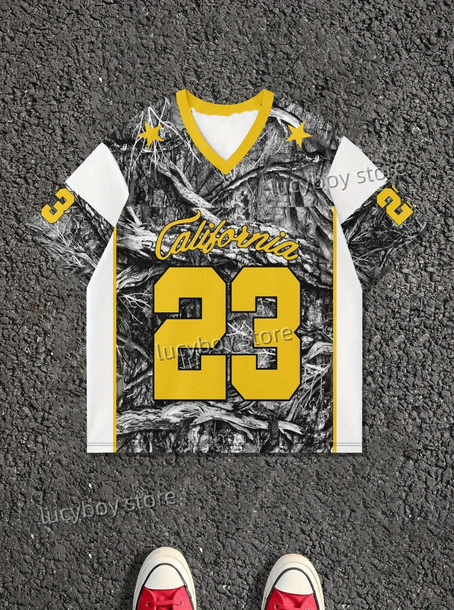 

Mens California 23 Print tees Short Sleeve T Shirt Man Sportwear Brooklyn Racing Football Tee Vintage Casual Tops Men Clothes