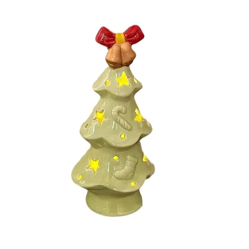 Christmas Gift Ceramic Transparent Christmas Tree Night Light Cute Ceramic Stars Christmas Tree Night Light Decoration