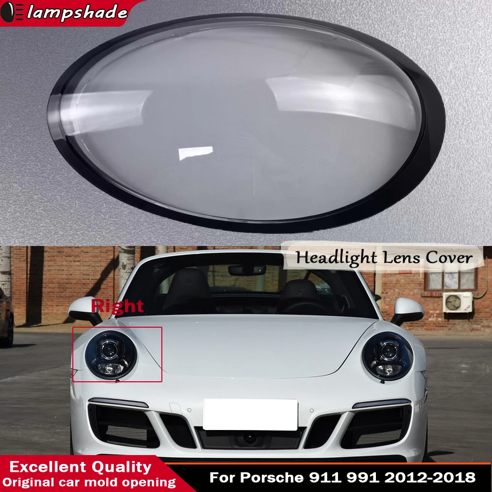 

Car Headlight Cover Transparent Headlamp Clear Plexiglass Lens Cover Car Accessories For Porsche 911 991 2012-2018 Black Edge