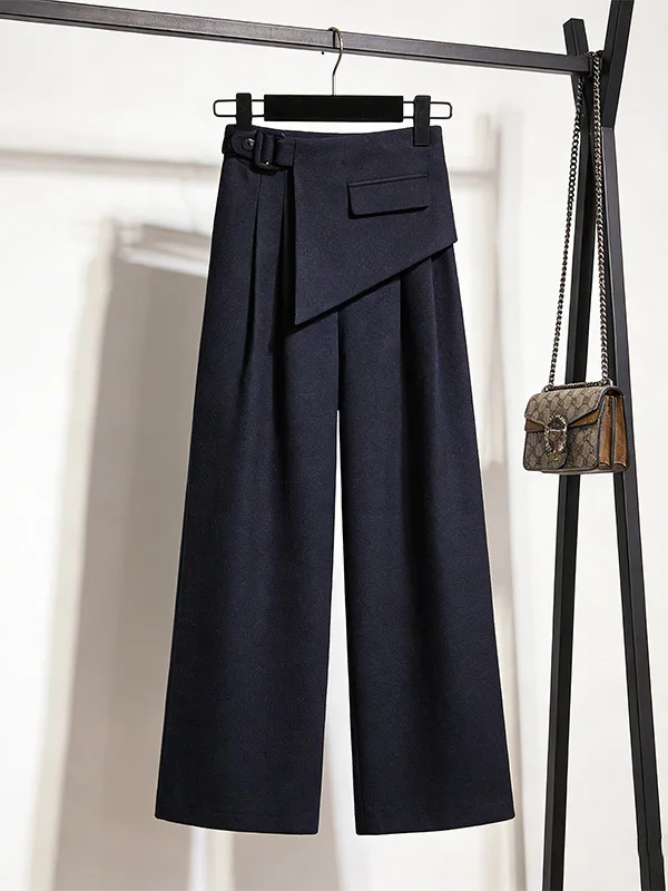 

High Waist Wide Leg Casual Suit Pants Women's Asymmetric High Fashion Spring New Style Comfortable Breathable Straight Cut