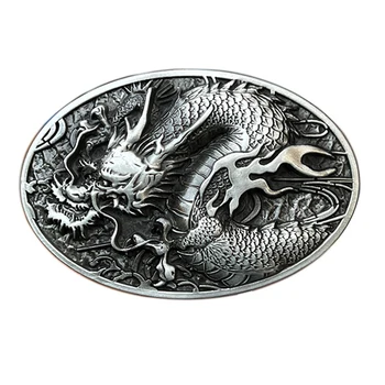 สินค้าดรอปชิปหัวเข็มขัดมังกรรูปสัตว์วงรีสำหรับผู้ชายเหมาะกับเข็มขัดคาวบอยตะวันตกขนาด4ซม. ชุบโลหะอย่างดี