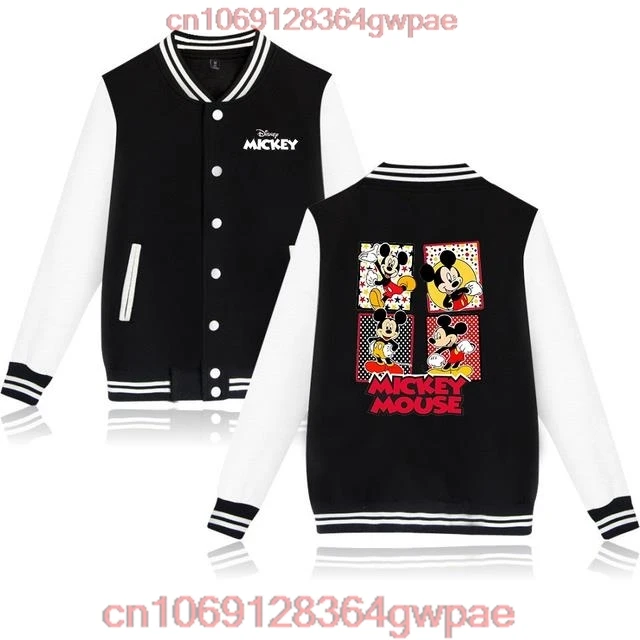 Disney Mickey Minnie Mouse Baseball Jacket Women Hip Hop Harajuku Jackets Streetwear Kids Girls Loose College Coats