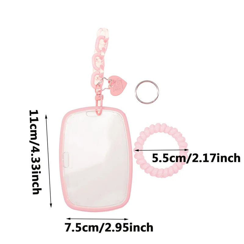 Transparent Bank Card Photo Display Holder Holder Plastics Kpop Photo Protector Pink Oval Card Holder Storage Protective Case