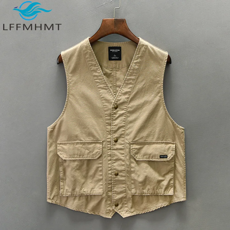

Z013 Winter Fall Fashion Men's Waistcoat Good Quality 100% Cotton Solid Color Simple Basic Japan Style Sleeveless Vest Coat Male