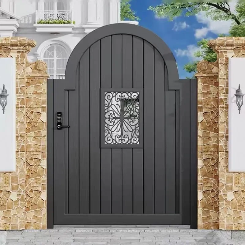 for Modern Japanese High End Smart Villa Courtyard Electric Sliding Door Garden Entry Rural Aluminum Art Yard Double Opening