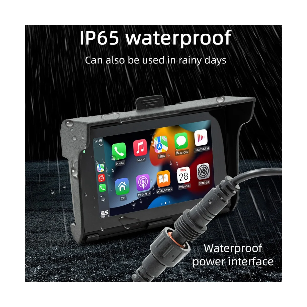 

5 Inch Portable Motorcycle LCD Display for Wireless Carplay Android Auto IP65 Waterproof Motorcycle