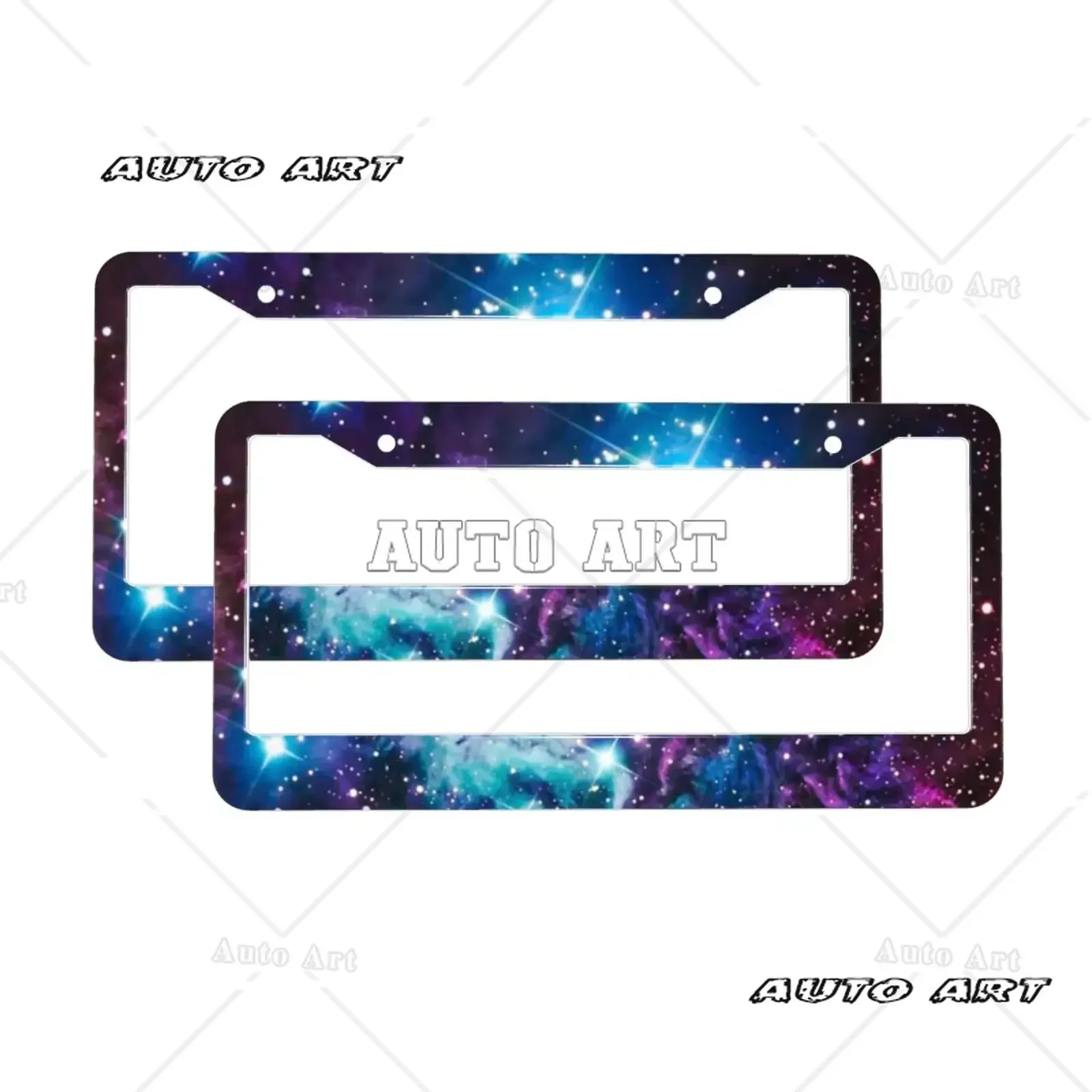 Fox Fur Nebula Teal Turquoise Purple Aluminum Alloy License Plate Frame Standard Car Plate Bracket Photo Frame for Car Plates