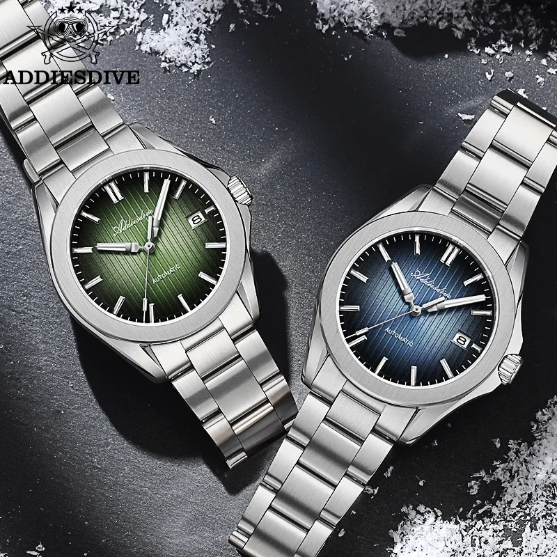 Addiesdive clássico masculino relógios automáticos ar revestimento safira super luminoso negócios esportes nh35a relógio de mergulho mecânico ad2080