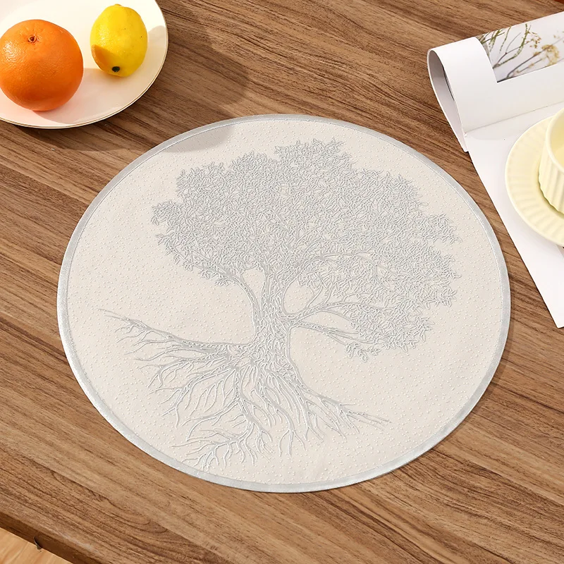 Cross-Border French roundPVCPlacemat Coffee Heat Proof Mat Light Luxury Restaurant Heat Proof Mat Anti-Scald Premium Western-Sty