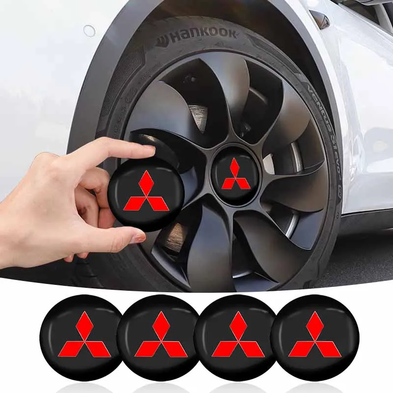 4Pcs Car Styling Wheel Hub Center Caps Stickers Rim Badge Cover For Mitsubishi Asx Lancer Outlander Pajero Ralliart Accessories