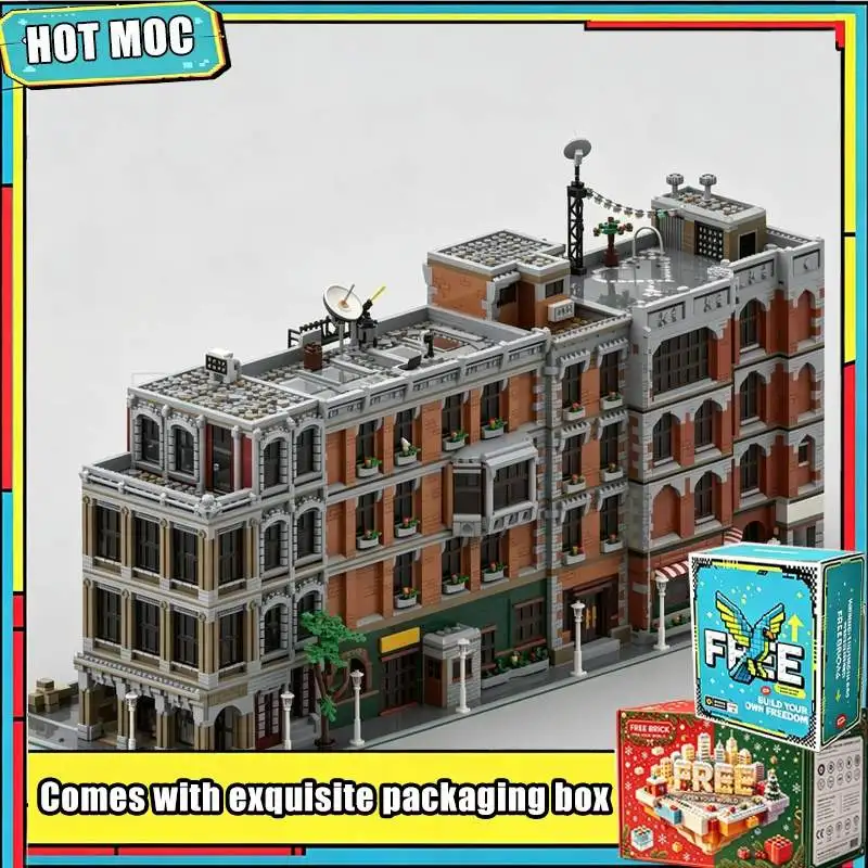 24601PCS MOC Modular City Street Scene Apartment Building Model Custom Building Blocks Standard Size Brick Set Urban Model Gift