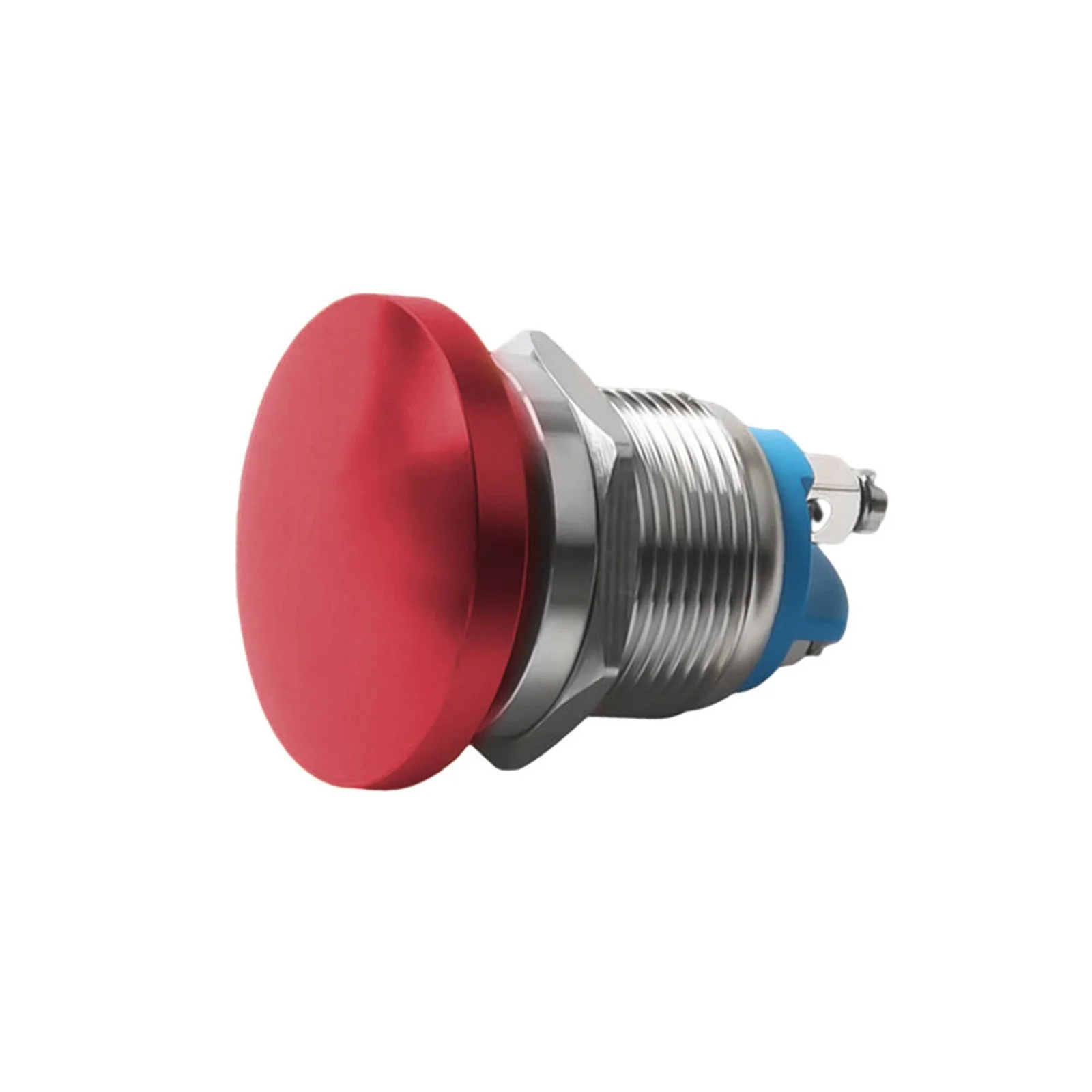 Metal 16mm Mushroom Push Button Switch with Momentary Self-Reset Function 1NO Configuration and Screw Feet Electrical Connection