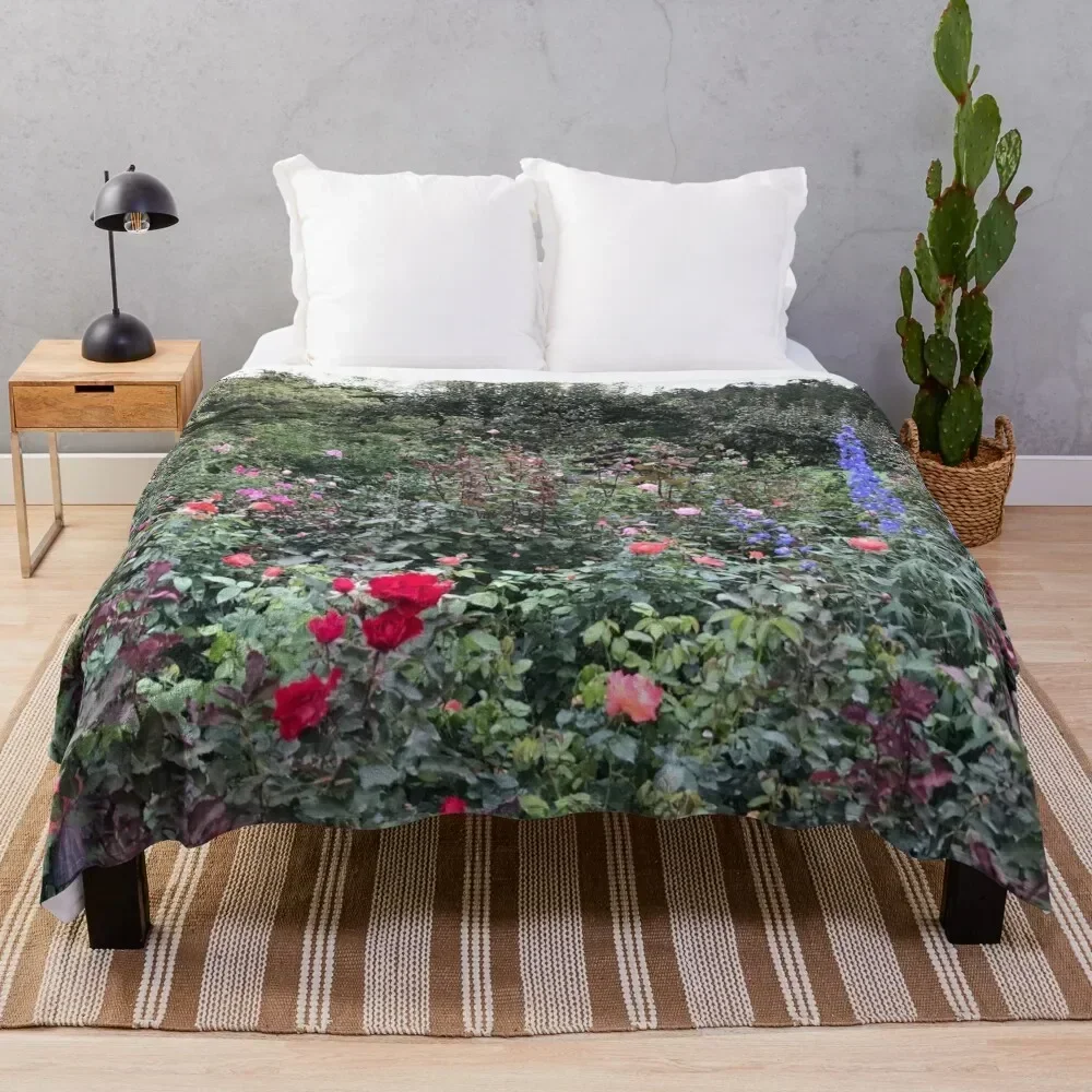 Butchart Garden Flowers Throw Blanket All Weather Soft Throw Blanket for Sofa