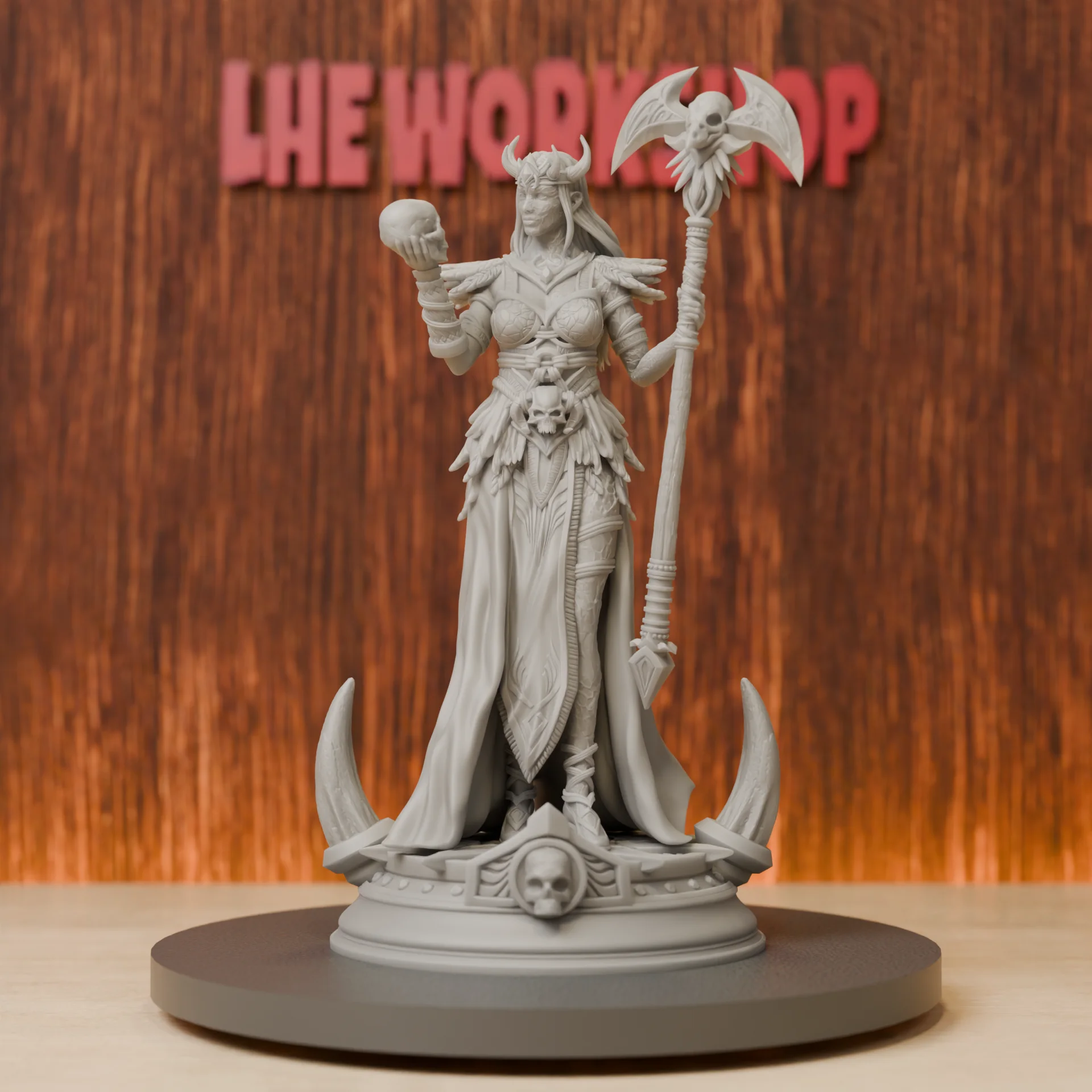 Necromancy Sorceress  Miniatures | 28mm-75mm | Resin 3D Printed DND Pathfinder Mini | Unpainted Grey