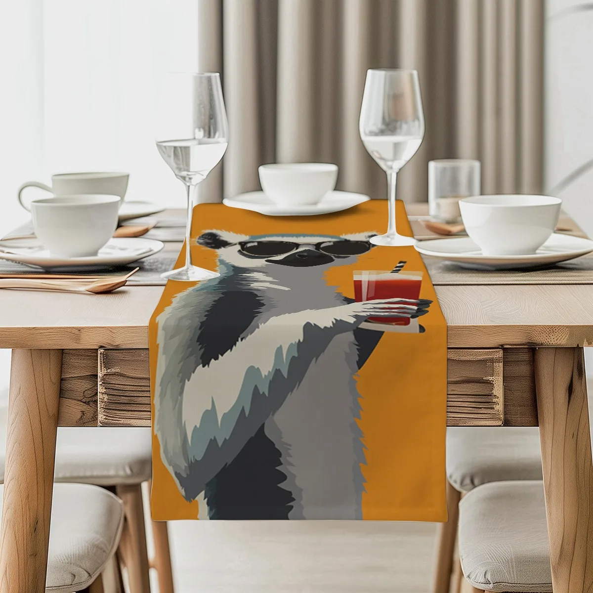 print table runner Lemur Animal Print Summer Style Tablecloth for Seasonal Celebrations Both Indoor And Outdoor Dining Settings