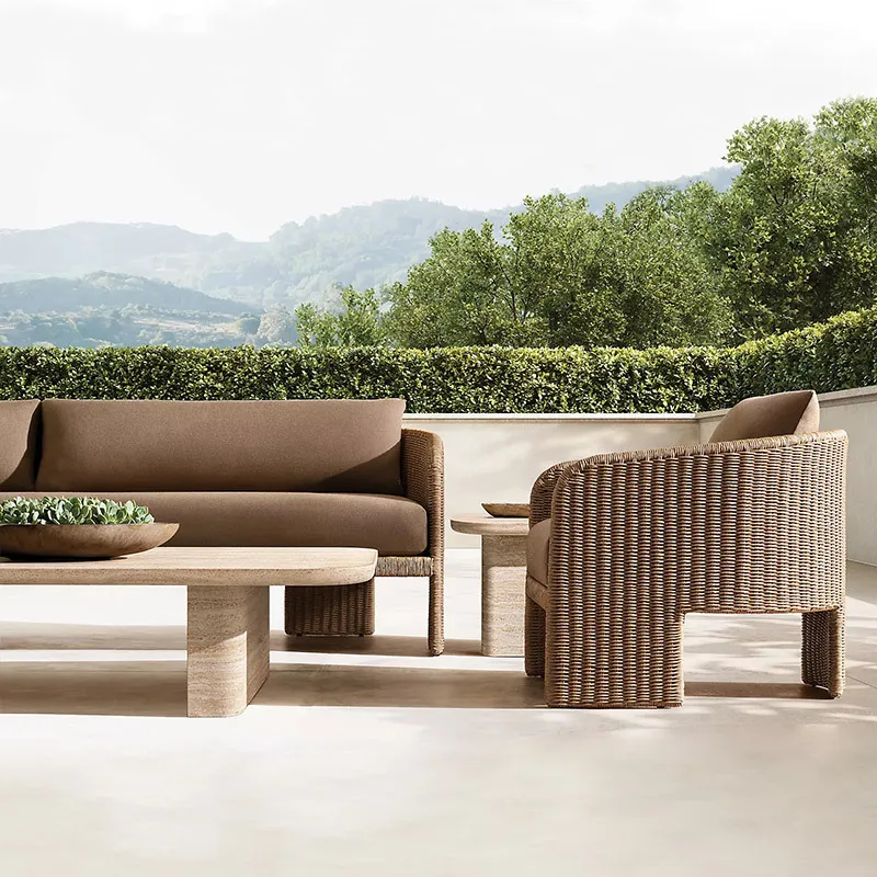 

Outdoor Sofa Courtyard Balcony Leisure Rattan Chair Creative Design Hotel Bed And Breakfast Outdoor Garden Rattan Sofa Set