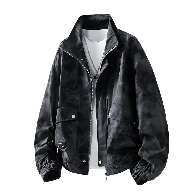 American Style Graffiti Colorful Lapel Collar Men's Jacket Customized Retro Spring Autumn Coat M-8XL Casual Loose Fit Outerwear