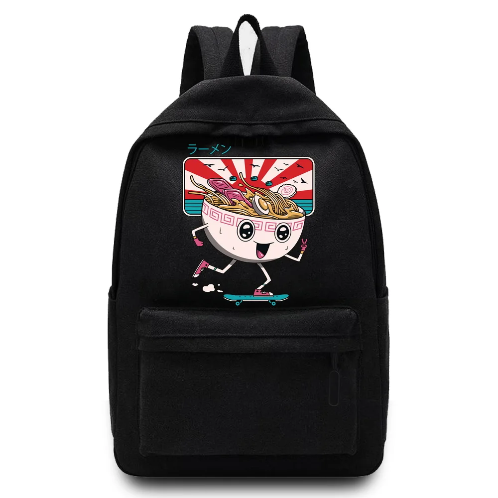 Canvas High School Bag Casual Japan Pattern Printed Men Backpack Lightweight Shoulders Laptop Backpack Unisex Backpack Sport Bag